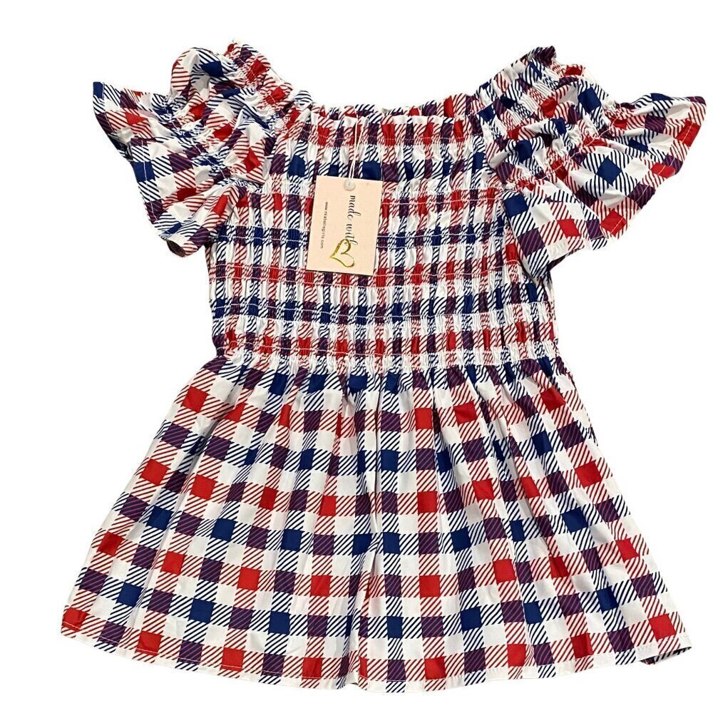 BMG Mia Belle Girls Red, White & Blue Smocked Top